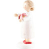 Flax Haired Children Girl with Hollyhocks - 5 cm / 2 inch