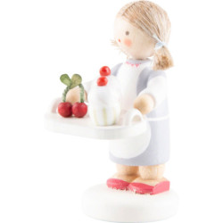 Flax Haired Children Girl with Cupcakes - 4,3 cm / 1.7 inch