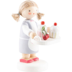 Flax Haired Children Girl with Cupcakes - 4,3 cm / 1.7 inch