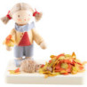 Flax Haired Children Girl with Hedgehog - 3,9 cm / 1.5 inch