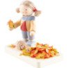 Flax Haired Children Girl with Hedgehog - 3,9 cm / 1.5 inch