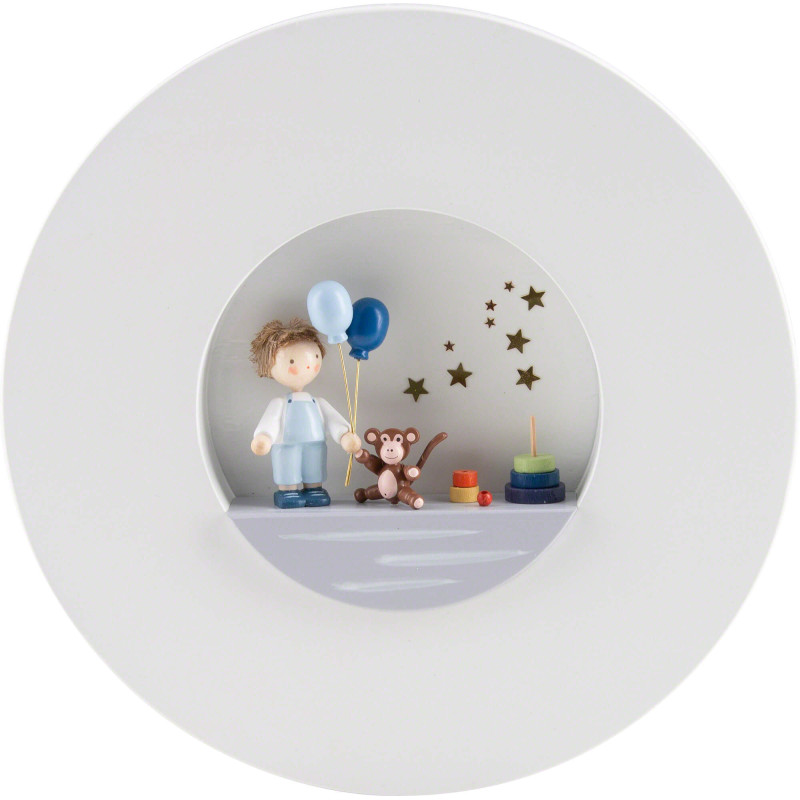 Flachshaarkinder - Figurenbild mit Junge "Glücksbringer" - 16 cm