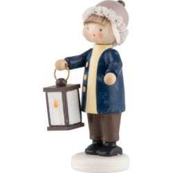 Flax Haired Children Boy with Lantern - 5,5 cm / 2.2 inch