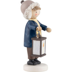 Flax Haired Children Boy with Lantern - 5,5 cm / 2.2 inch