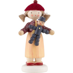 Flax Haired Children Girl with Plum Potato - 5,1 cm / 2 inch