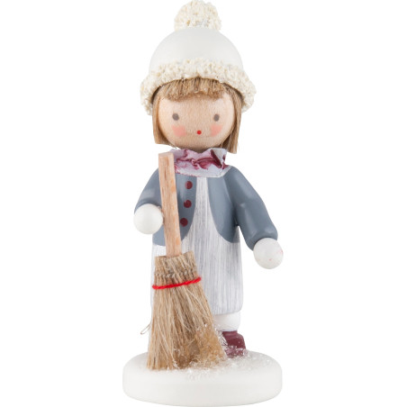 Flachshaarkinder Mädchen mit Reisigbesen - 5,1 cm