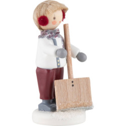 Flachshaarkinder Junge mit Schneeschippe - 4,8 cm