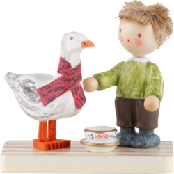 Flax Haired Children Peterle and Auguste the Christmas Goose - 4,1 cm / 1.6 inch
