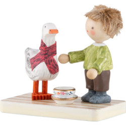 Flax Haired Children Peterle and Auguste the Christmas Goose - 4,1 cm / 1.6 inch