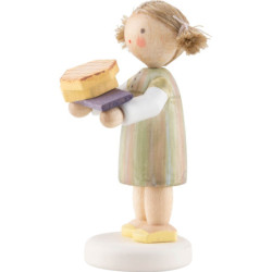 Flax Haired Children Girl with Honey Waffles - 4,7 cm / 1.9 inch