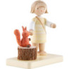 Flax Haired Children Girl with Squirrel - 4,7 cm / 1.9 inch