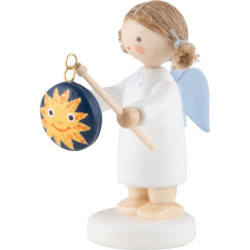 Flachshaarengel mit Lampion &bdquo Sonne&ldquo  - 4,2 cm