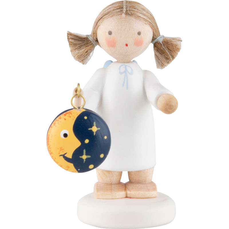 Flachshaarengel mit Lampion &bdquo Mond&ldquo  - 4,2 cm