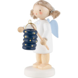 Flachshaarengel mit Lampion &bdquo Sterne&ldquo  - 4,7 cm
