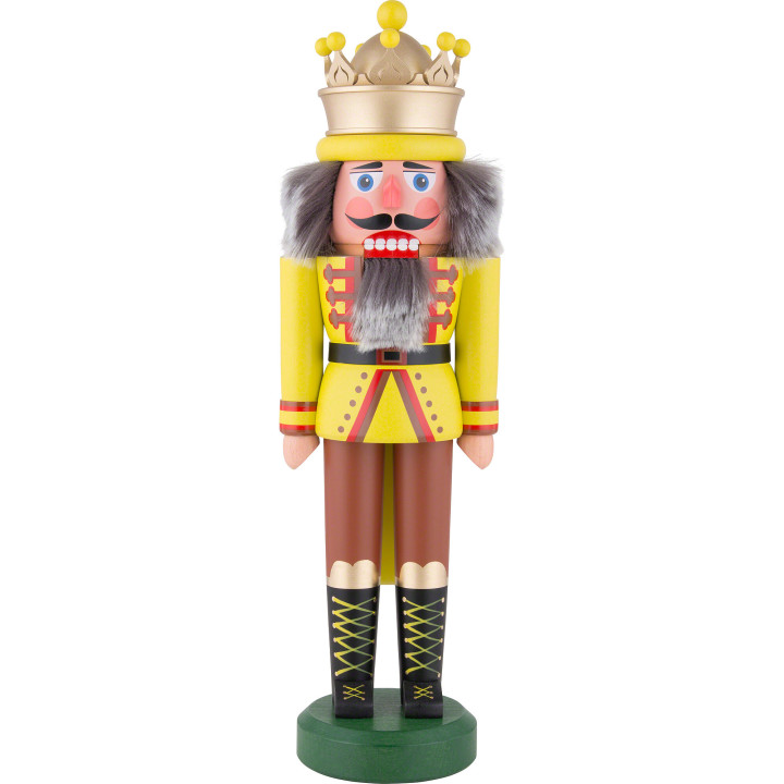 Nussknacker König mit Krone gelbgrün matt - 43 cm