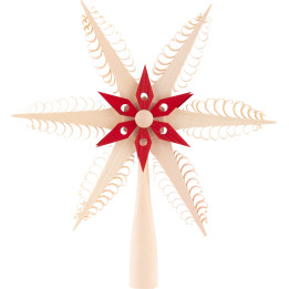 Christbaumspitze Spanstern rot-natur - 23 cm