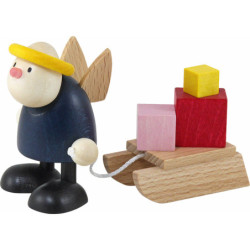 Engel Hans mit Geschenkeschlitten - 7 cm