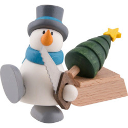 Schneemann Otto mit Schlitten und Bäumchen - 9 cm