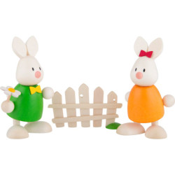 Bunnies Max and Emma kissing at the Fance - 9 cm / 3.5 inch