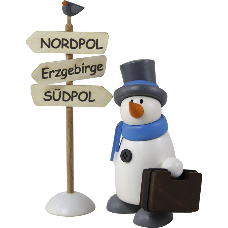 Snow Man Fritz with Suitcase - 8 cm / 3.1 inch