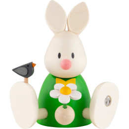 Kaninchen Max mit Blume sitzend - 6 cm