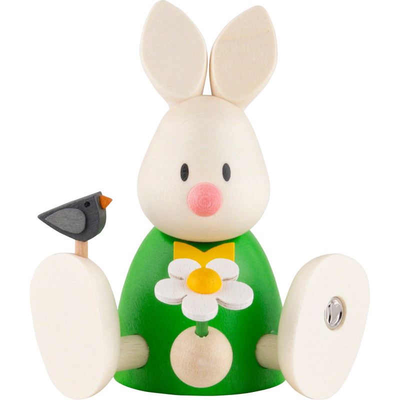 Bunny Max with Flower Sitting - 6 cm / 2.4 inch