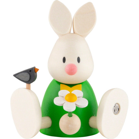 Bunny Max with Flower Sitting - 6 cm / 2.4 inch