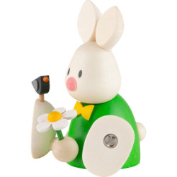 Bunny Max with Flower Sitting - 6 cm / 2.4 inch