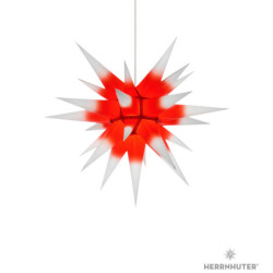 Herrnhuter Moravian Star I6 White with Red Core Paper - 60 cm / 23.6 inch