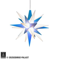 Herrnhuter Moravian Star A1e White/Blue Plastic - 13 cm/5.1 inch