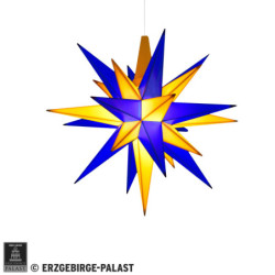 Herrnhuter Stern A1e blau/gelb Kunststoff - Edition Oberlausitz - 13 cm