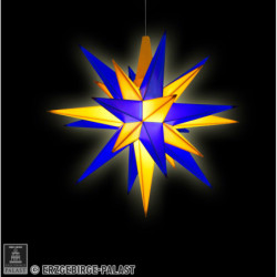 Herrnhuter Stern A1e blau/gelb Kunststoff - Edition Oberlausitz - 13 cm