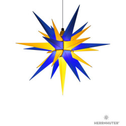 Herrnhuter Moravian Star A7 Blue/Yellow Plastic - Edition Upper Lusatia - 68 cm / 26.8 inch