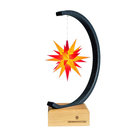 Metal Star Arch Anthracite-Glitter with A1e Yellow/Red - 27,5 cm / 10.8 inch