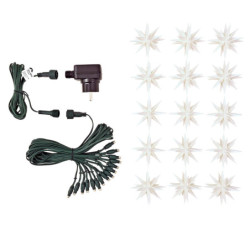 Herrnhuter Moravian Miniature Star Chain - 15 Miniature Stars White with Power Supply