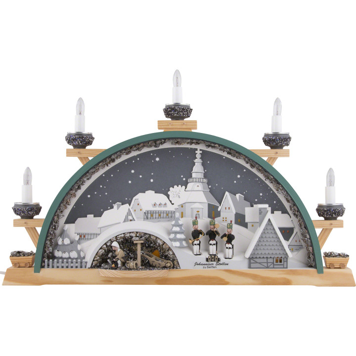 Candle Arch - Johannis Mine of Seifen with Miners - 55x31 cm / 21.7x12 inch