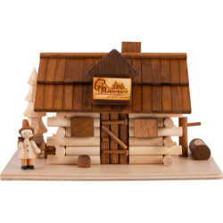 Smoking Hut - Charcoal Hut with Wood Worker and LED - 10,5 cm / 4 inch