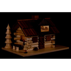 Traditionelles Rauchhaus Köhlerhütte mit Waldarbeiter und LED - 10,5 cm
