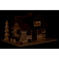 Smoking Hut - Charcoal Hut with Wood Worker and LED - 10,5 cm / 4 inch