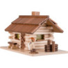 Smoking Hut - Forest Hut with Wood Worker and LED - 10 cm / 4 inch