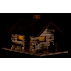 Smoking Hut - Forest Hut with Wood Worker and LED - 10 cm / 4 inch