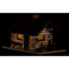 Smoking Hut - Forest Hut with Wood Worker and LED - 10 cm / 4 inch