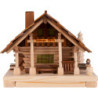 Smoking Lighted House - Freiberg Hut with Figurine - 25 cm / 9.8 inch