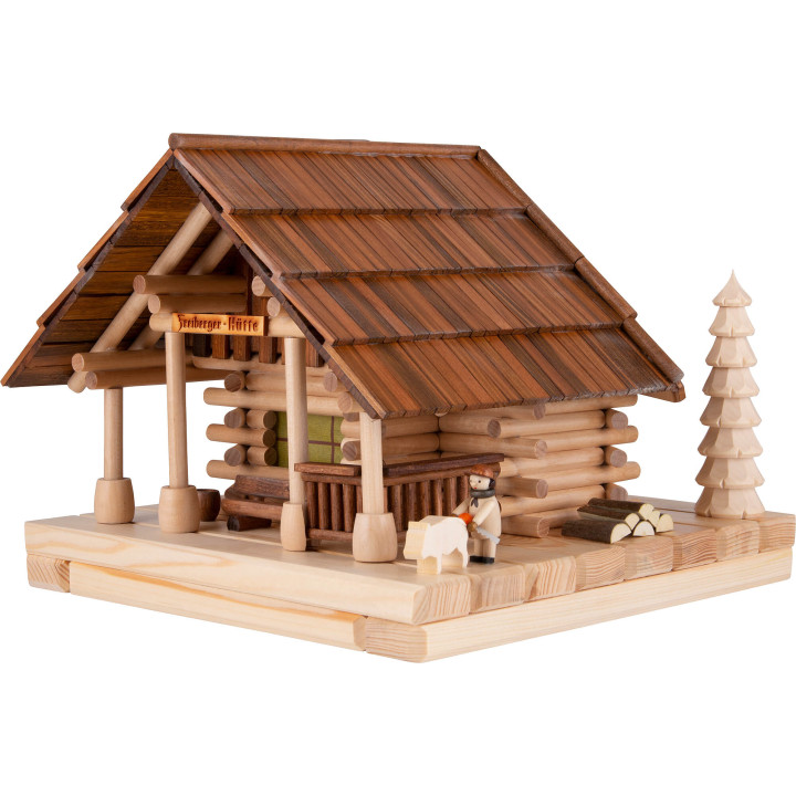 Räucher-Lichterhaus Freiberger Hütte mit Figur - 25 cm