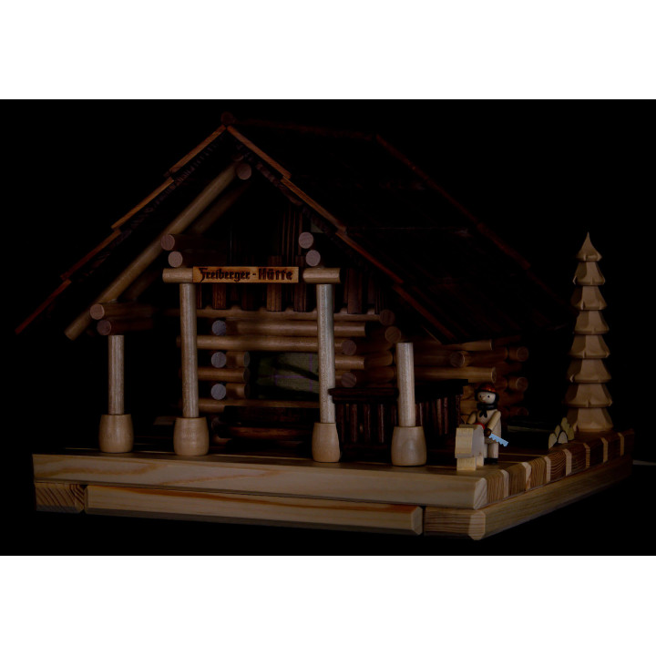 Räucher-Lichterhaus Freiberger Hütte mit Figur - 25 cm