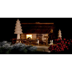 Smoking Lighted House - Old Mill with Figurines - 20 cm / 7.9 inch