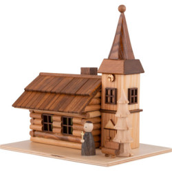 Rauchhaus Dorfkirchlein mit Pfarrer und LED - 19 cm