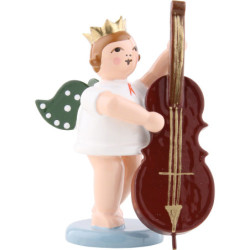 Engel mit Krone und Kontrabass - 6,5 cm