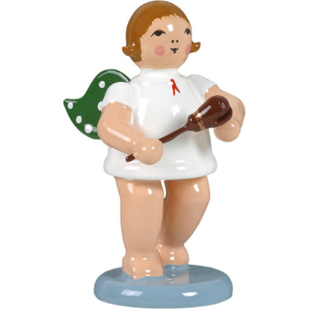 Engel mit Stielkastagnette - 6,5 cm
