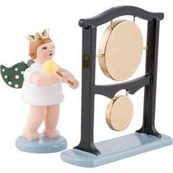 Angel with Crown and Double Gong - 6,5 cm / 2.5 inch